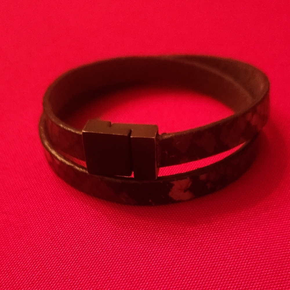 Calvin Klein Tortoise Print Leather Wrap Bracelet